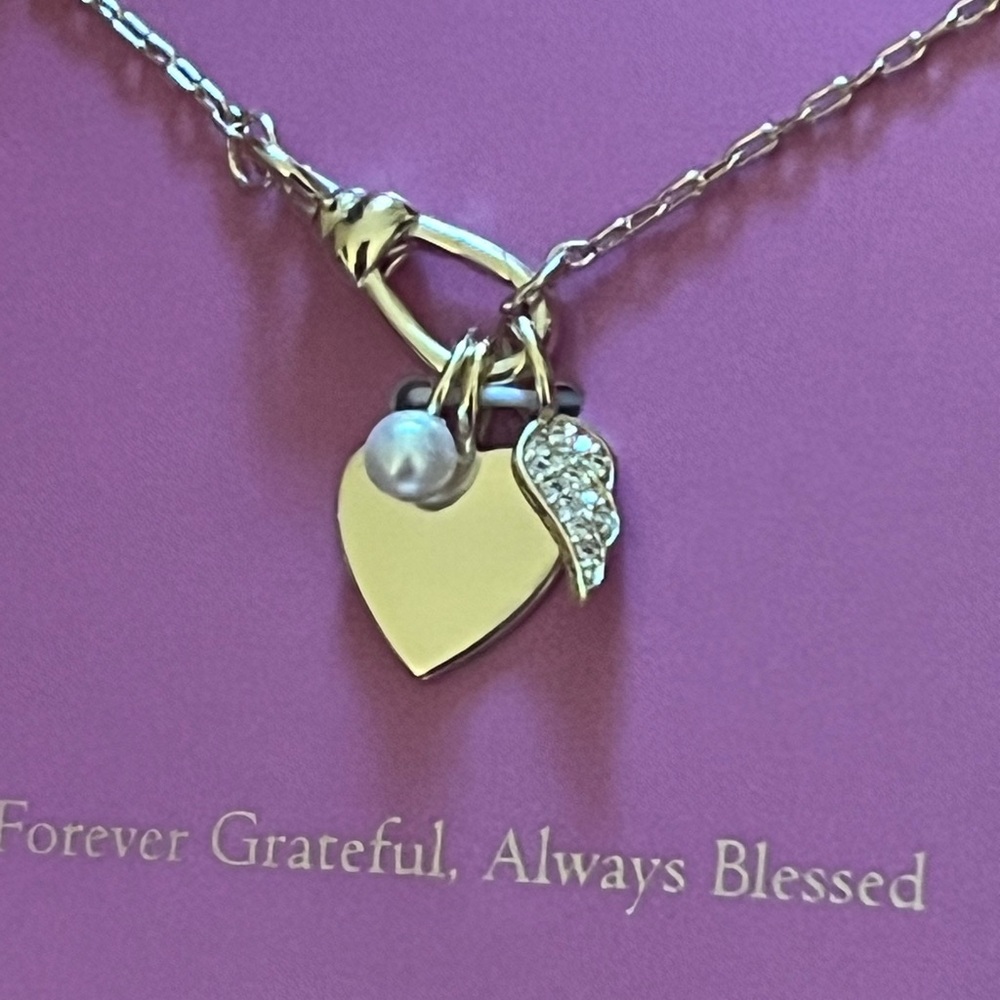 ✨BUY 2 GET 1 FREE✨ 14k Gold Dipped Heart/Wing Charm Necklace - Picture 3 of 4